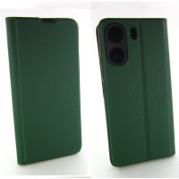 Чохол книжка Xiaomi Redmi 13C Poco C65 Шкіряний (зелений)