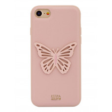 Чехол кожаный для Iphone 7 /8/SE Luna Aristo c бабочкой (pink)
