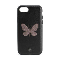 Чехол кожаный для Iphone 7 Plus 8+ Luna Aristo c бабочкой (black)