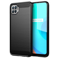 Oppo A73 Силиконовый чехол Карбон (black)