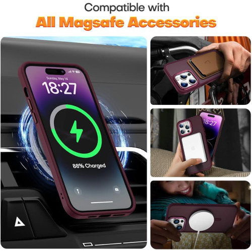 iPhone 15 Pro Чохол матовий Магніт TPU+PC (бордовий)