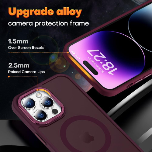 iPhone 15 Pro Чохол матовий Магніт TPU+PC (бордовий)
