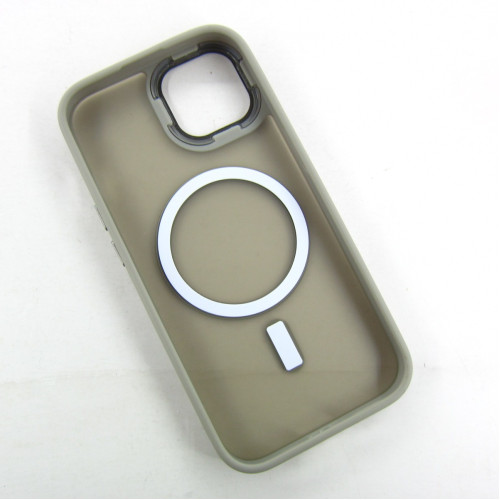 iPhone 15 Чохол матовий Магніт TPU+PC (сірий)
