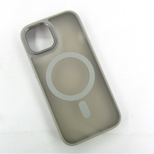 iPhone 15 Чохол матовий Магніт TPU+PC (сірий)