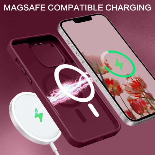 iPhone 15 Pro Max Чехол матовый Магнит TPU+PC (бордовый)
