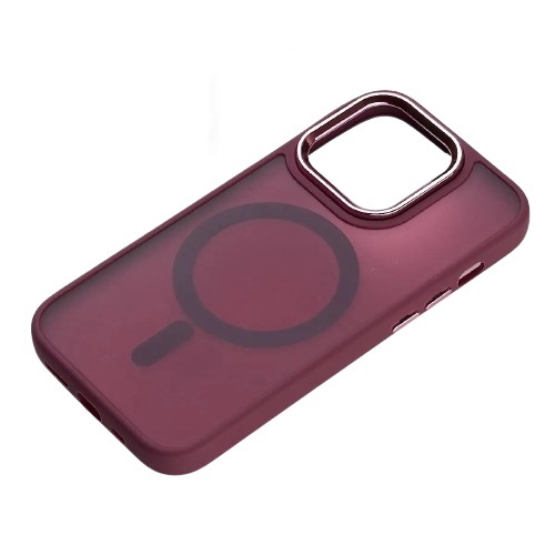 iPhone 15 Pro Чохол матовий Магніт TPU+PC (бордовий)