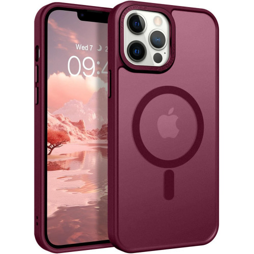 iPhone 15 Pro Чохол матовий Магніт TPU+PC (бордовий)