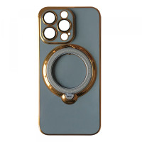 Iphone 12 12Pro Чохол підставка Гламур (ліловий + золото)