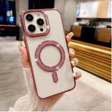 Iphone 15 Чехол магнит Стразы Diamond (розовый)
