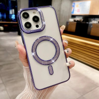 Iphone 15 Pro Max Чехол магнит Стразы Diamond (фиолетовый)
