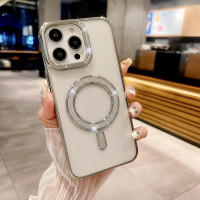 Iphone 16 Pro Чохол магніт Стрази Diamond (срібло)
