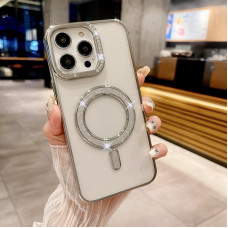 Iphone 16 Pro Чохол магніт Стрази Diamond (срібло)