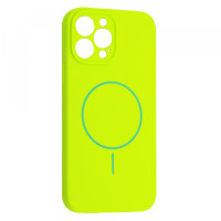 iPhone 13 Pro Max Чохол силіконовий мікрофібра Магніт (салатовий)