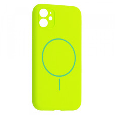 iPhone 11 Чохол силіконовий мікрофібра Магніт (салатовий)