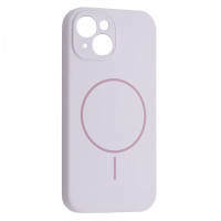 iPhone 15 Чехол силиконовый микрофибра Магнит (лиловый)