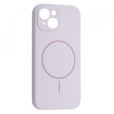 iPhone 15 Чохол силіконовий мікрофібра Магніт (ліловий)