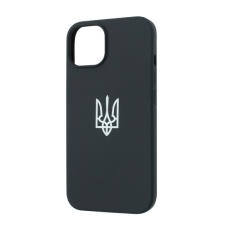 Iphone 14 Plus Чехол микрофибра Трезуб (черный)