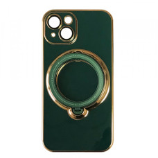 Iphone 15 Чохол магніт Підставка Bling (зелений + золото)