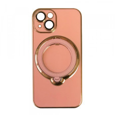 Iphone 15 Чехол магнит Подставка Bling (розовый + золото)