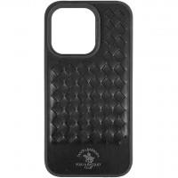 Iphone 15 Pro Max Шкіряний чохол Плетенка Polo (чорний)