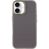 Iphone 16 Захисний чохол Кевлар Карбон (сірий)
