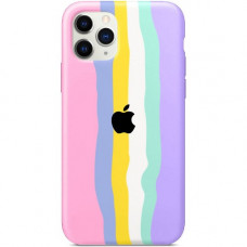 iPhone 11 pro max Чохол веселка Silicone Case rainbow (lilac)