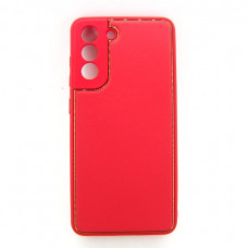 Samsung S21 FE Чохол шкіряний Захист камери (червоний)