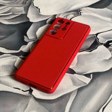 Samsung S21 Ultra G998 Чохол шкіряний Захист камери (червоний)
