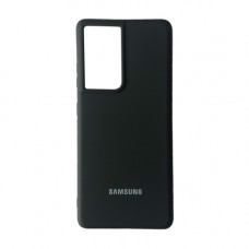 Samsung S21 Ultra G998 Чохол силіконовий Мікрофібра (чорний)