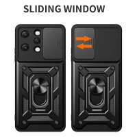 Xiaomi Redmi 12 Противоударный чехол Шторка Кольцо (черный)