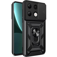 Xiaomi Redmi Note 13 4G Противоударный чехол Шторка+кольцо (черный)