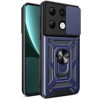 Xiaomi Redmi Note 13 4G Противоударный чехол Шторка+кольцо (синий)