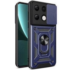 Xiaomi Redmi Note 13 4G Противоударный чехол Шторка+кольцо (синий)