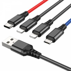 USB кабель 2х lightning micro type-C универсальный 4в1 (hoco)