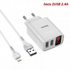 Адаптер с дисплеем на 2 USB + кабель lightning (hoco)