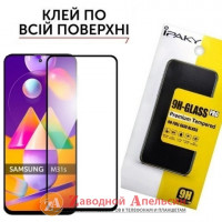Захисне скло Samsung M31s M317 Повний клей чорне
