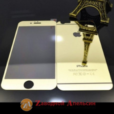 Защитное стекло iPhone 6+ 6s plus 2в1 золотое