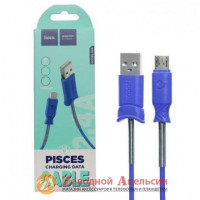 USB кабель hoco X24 micro усиленный микро синий