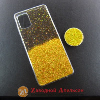 Samsung A31 A315 чехол блестки + попсокет