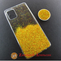 Samsung A71 A715 чехол блестки + попсокет