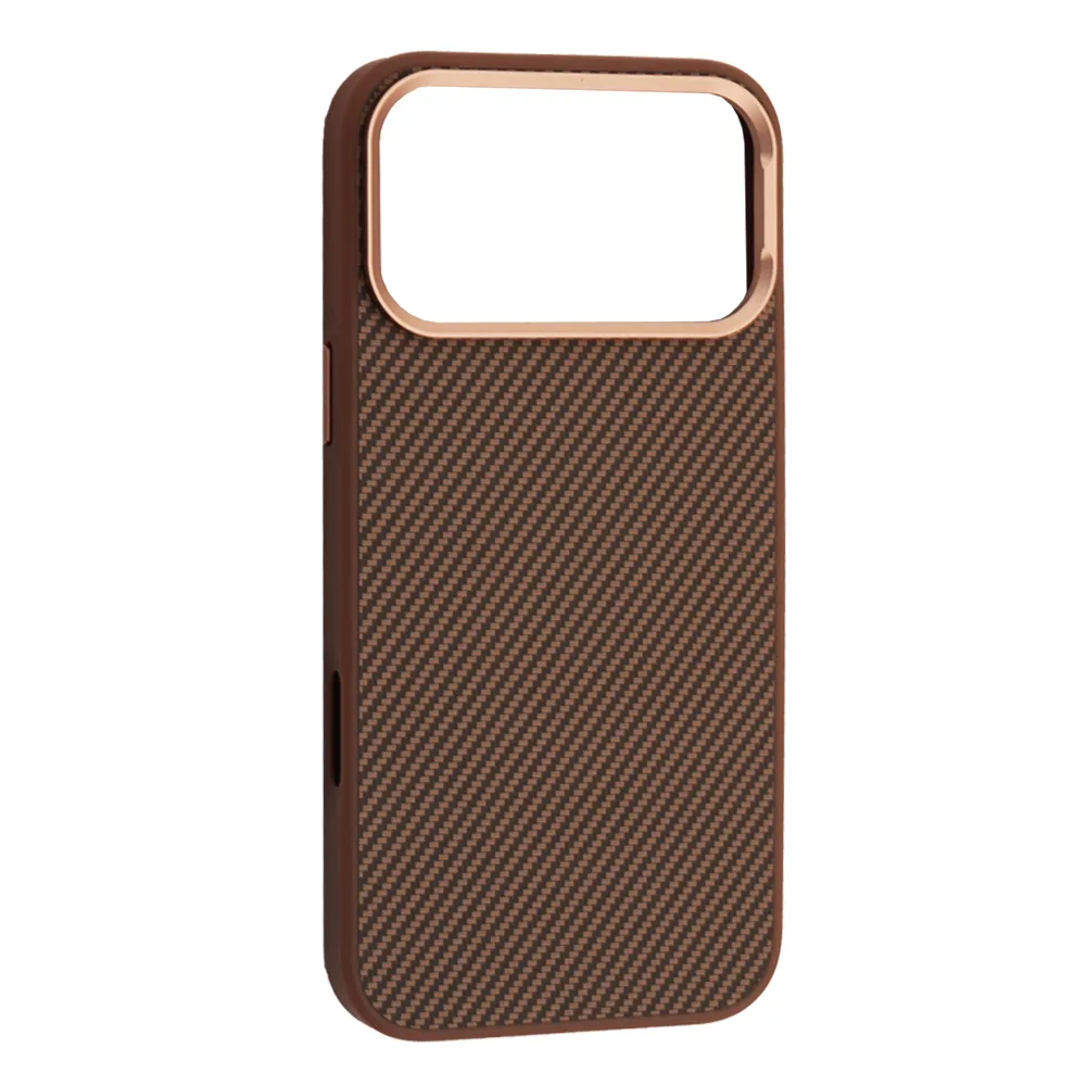 Iphone 17 Pro Захисний чохол Kevlar style (коричневий карбон)