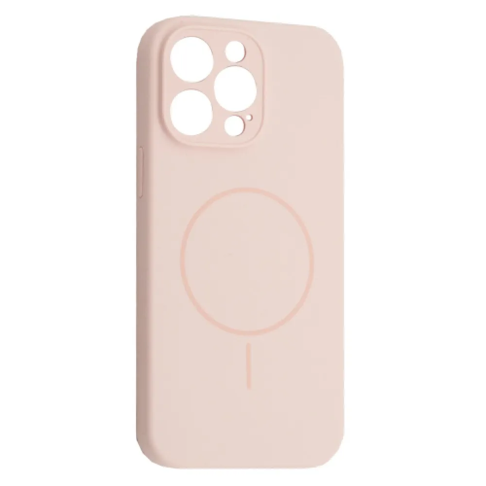 iPhone 15 Pro Max Чехол силиконовый микрофибра Магнит (розовый)