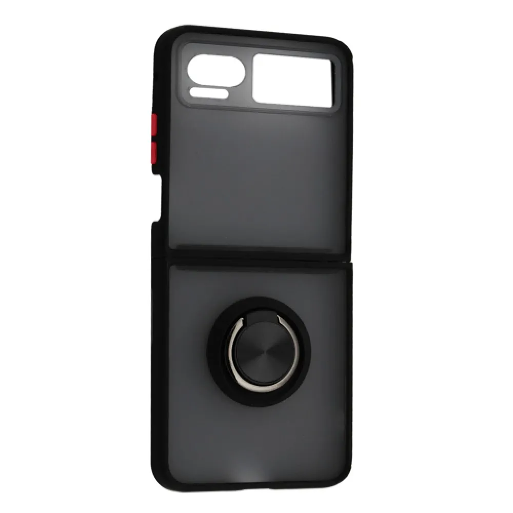 Motorola Razr 40 Матовий чохол TPU+PC Кільце (чорний)